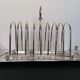 Foie gras serving tray and silver metal toast display