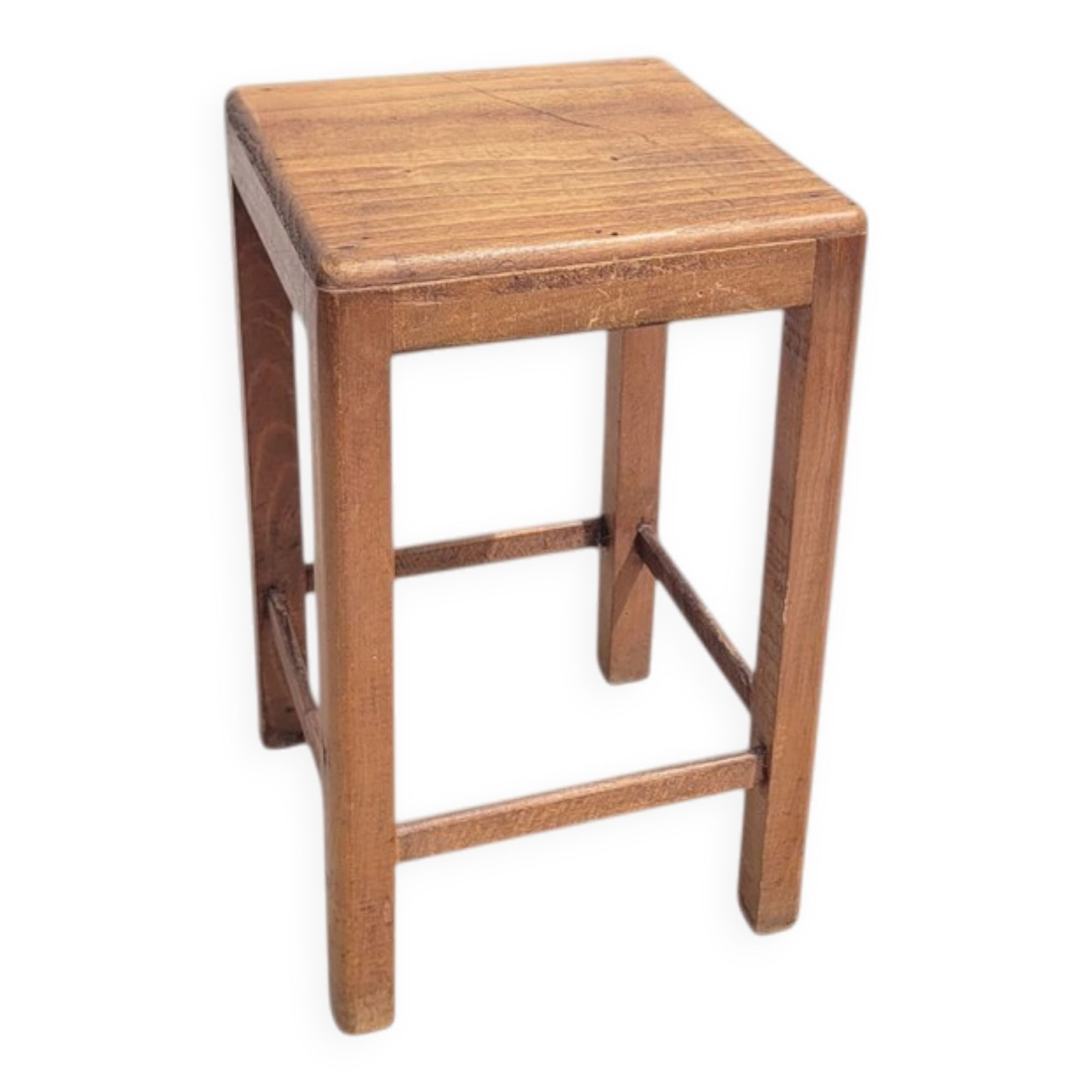 Tabouret ancien en bois foncé patiné