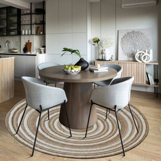 Natural beige jute round rug 70cm