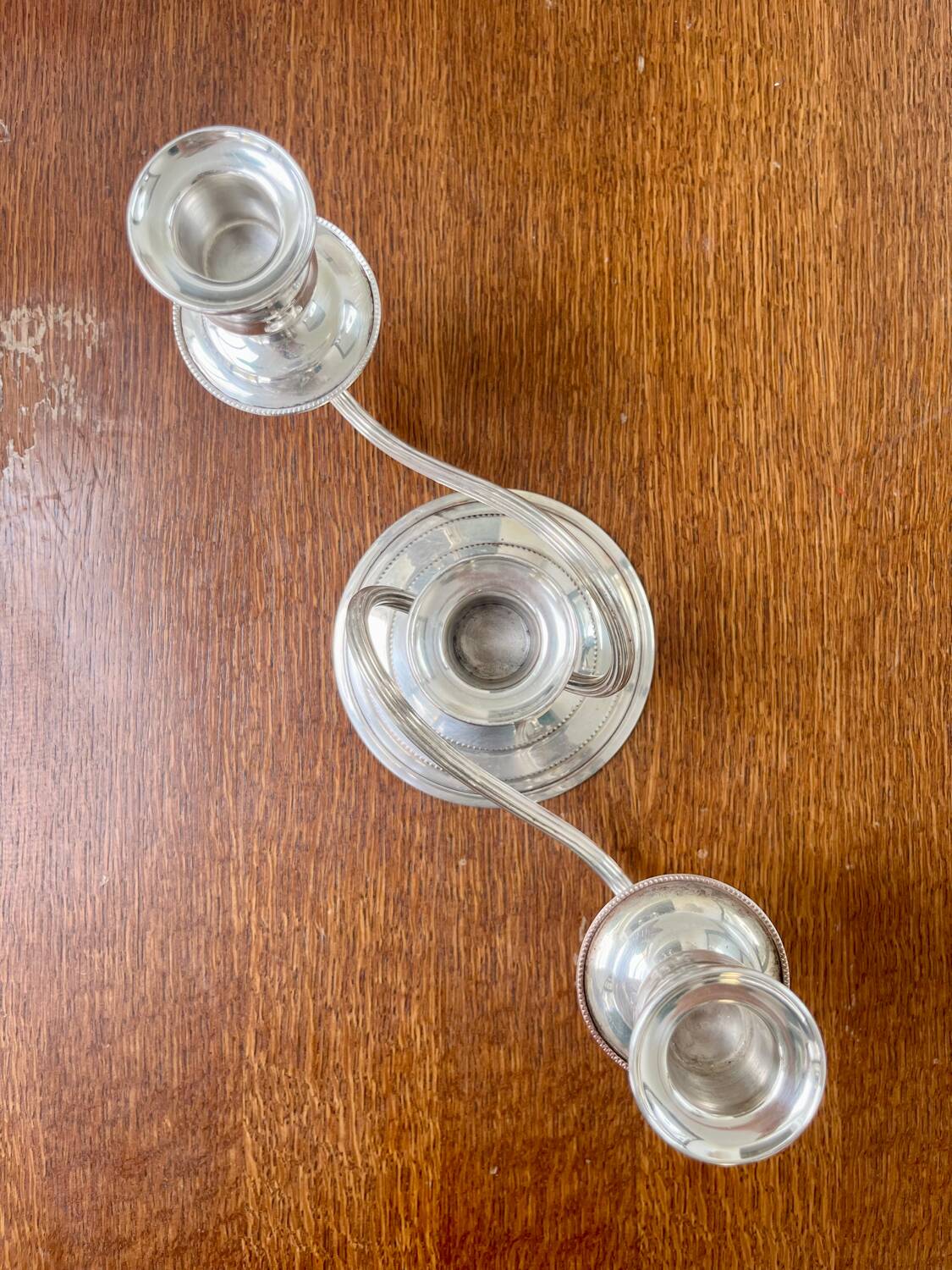 English triple chandelier in silver-plated metal – Made in England