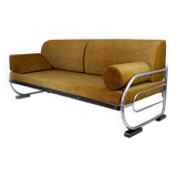 Restored Bauhaus Tubular Chrome and Steel Sofa from Hynek Gottwald, 1930s