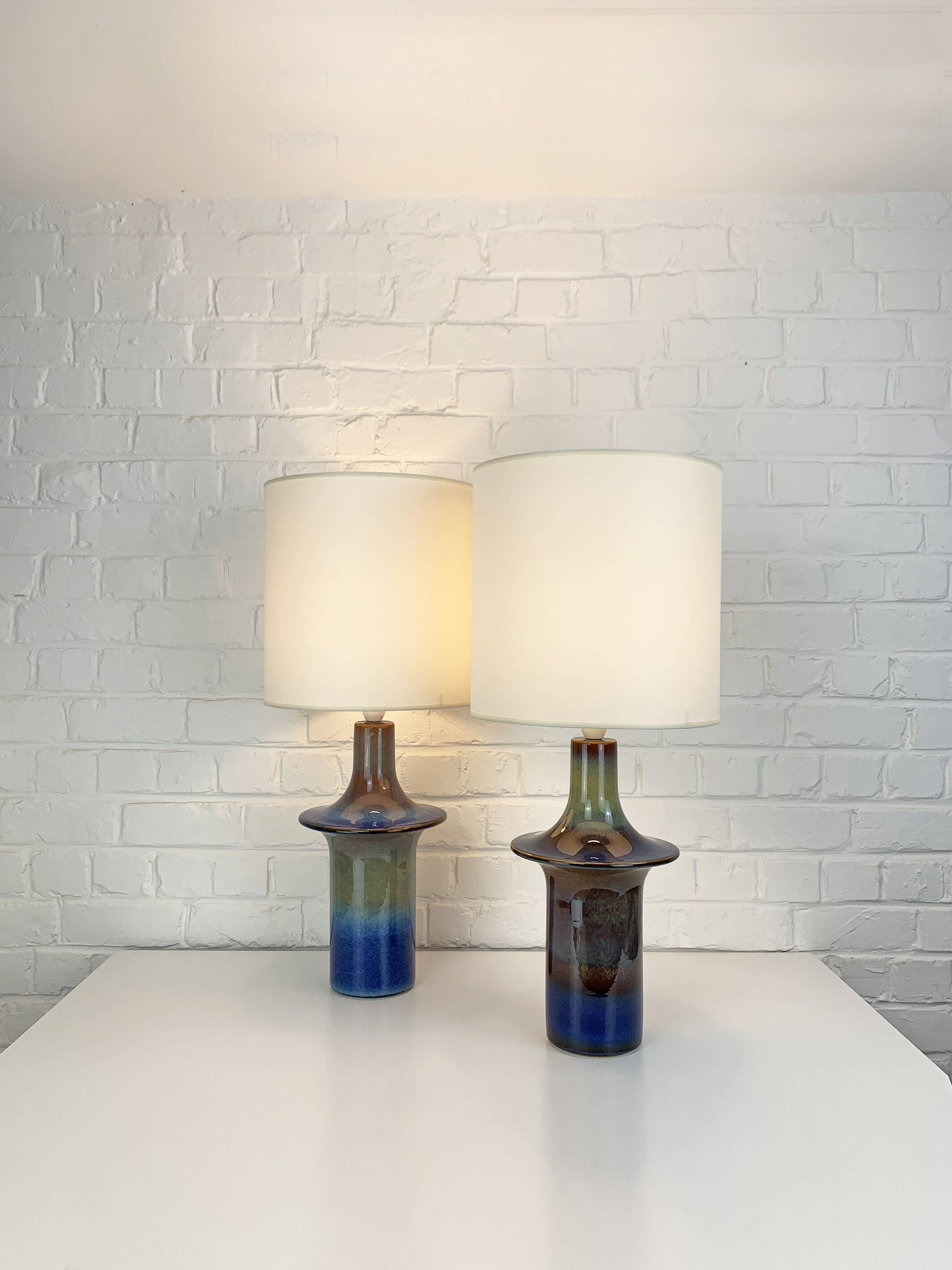 Paire de Lampes à poser en céramique Einar Johansen, Soholm, Danemark, 1960, Space Age