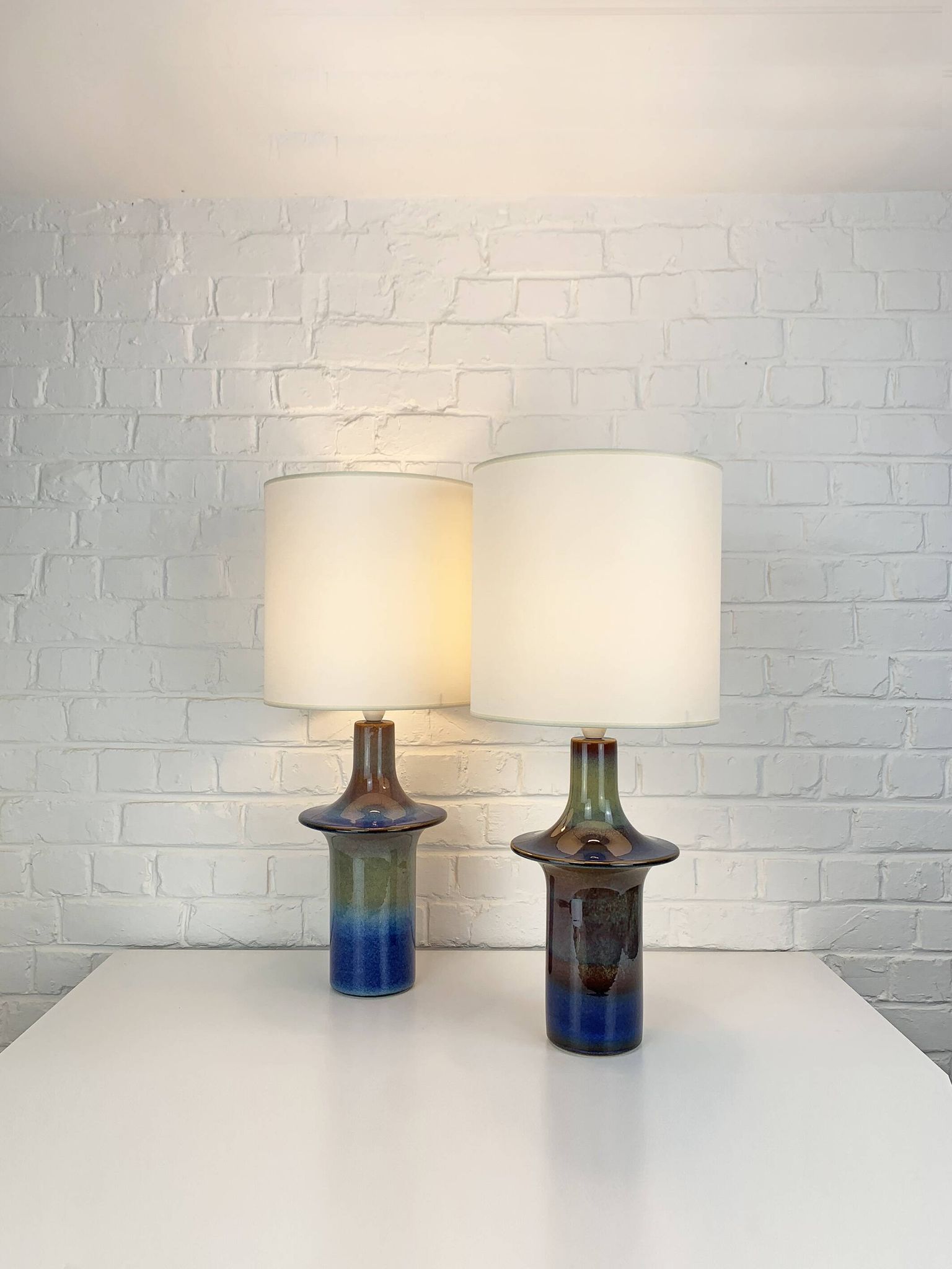 Pair of Einar Johansen ceramic table lamps, Soholm, Denmark, 1960s, Space Age