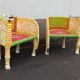 Paire de fauteuils en bois apparence "tigre"