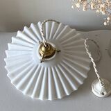 Pleated opaline pendant light