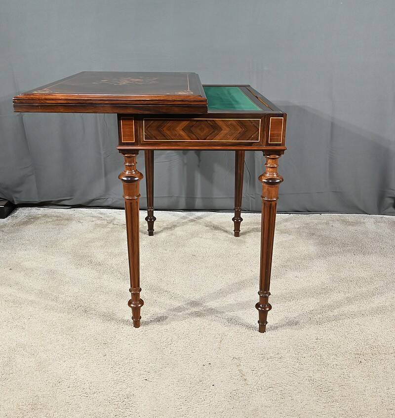 Marquetry system table, louis xvi style – 2nd half of the 19th century