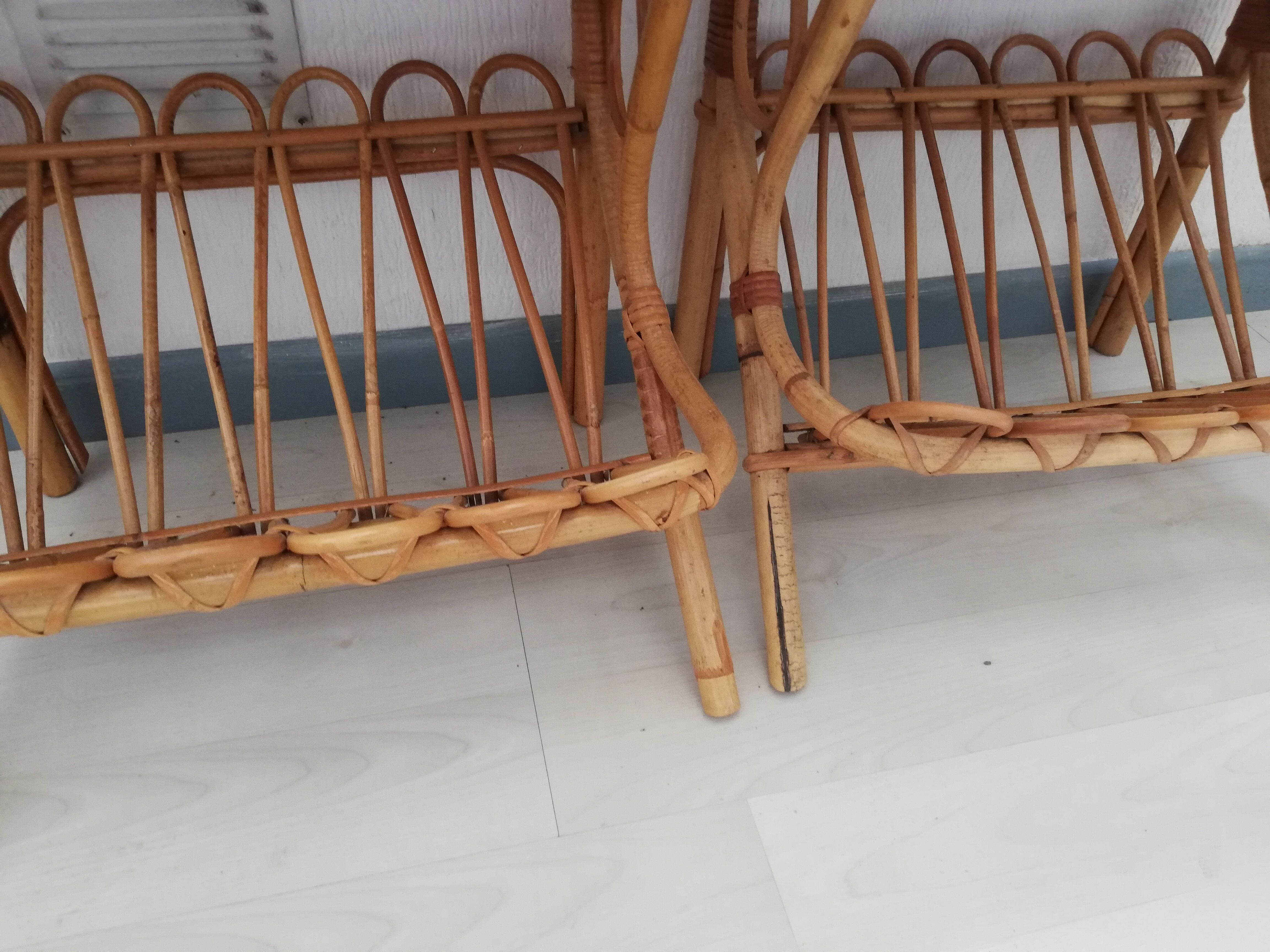 Pair of vintage rattan bedsides