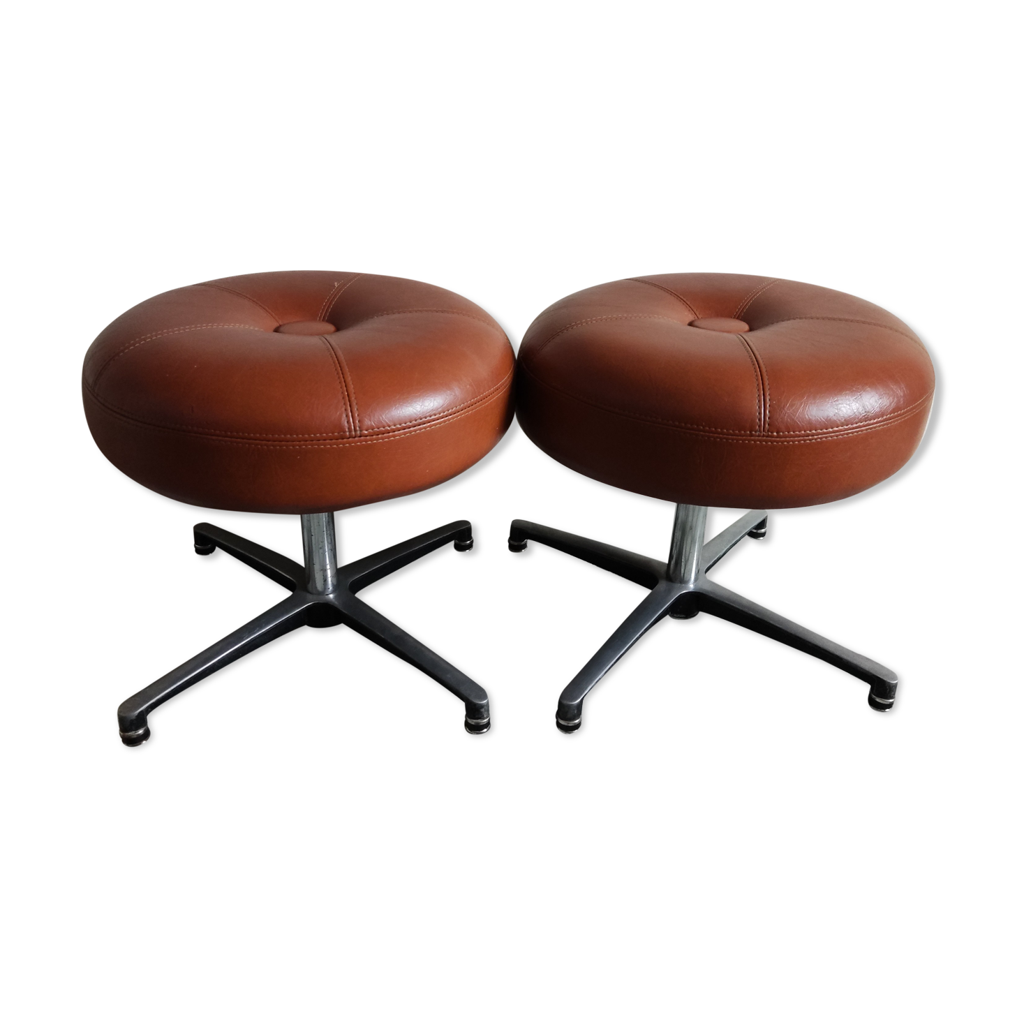 2 low brown stools