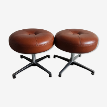 2 low brown stools