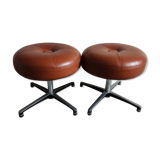 2 low brown stools