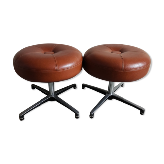 2 low brown stools