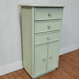 Vintage rattan and solid wood ragpicker