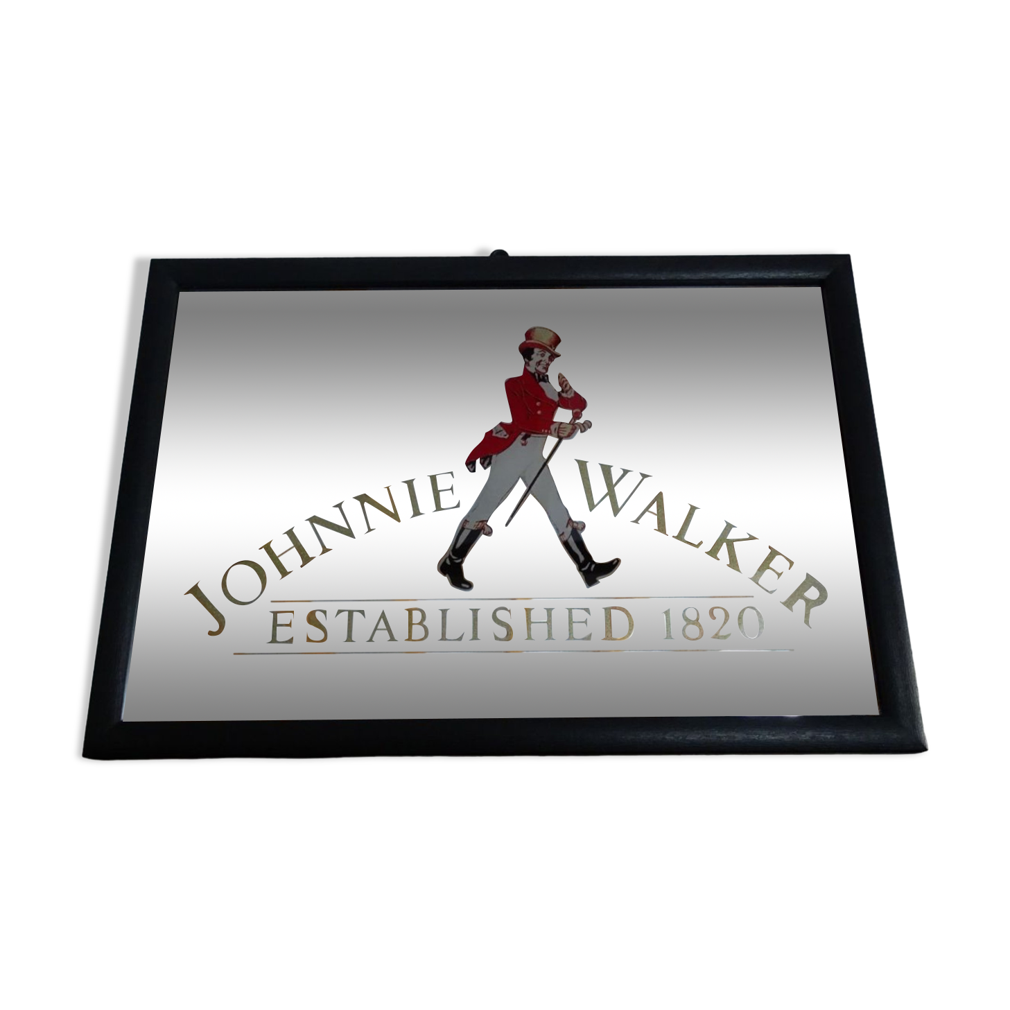 Miroir publicitaire Johnnie Walker - Déco bar vintage - 32 x 22
