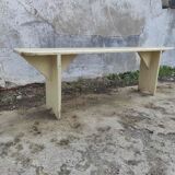 Old wooden farm bench vintage white fir industrial cloakroom