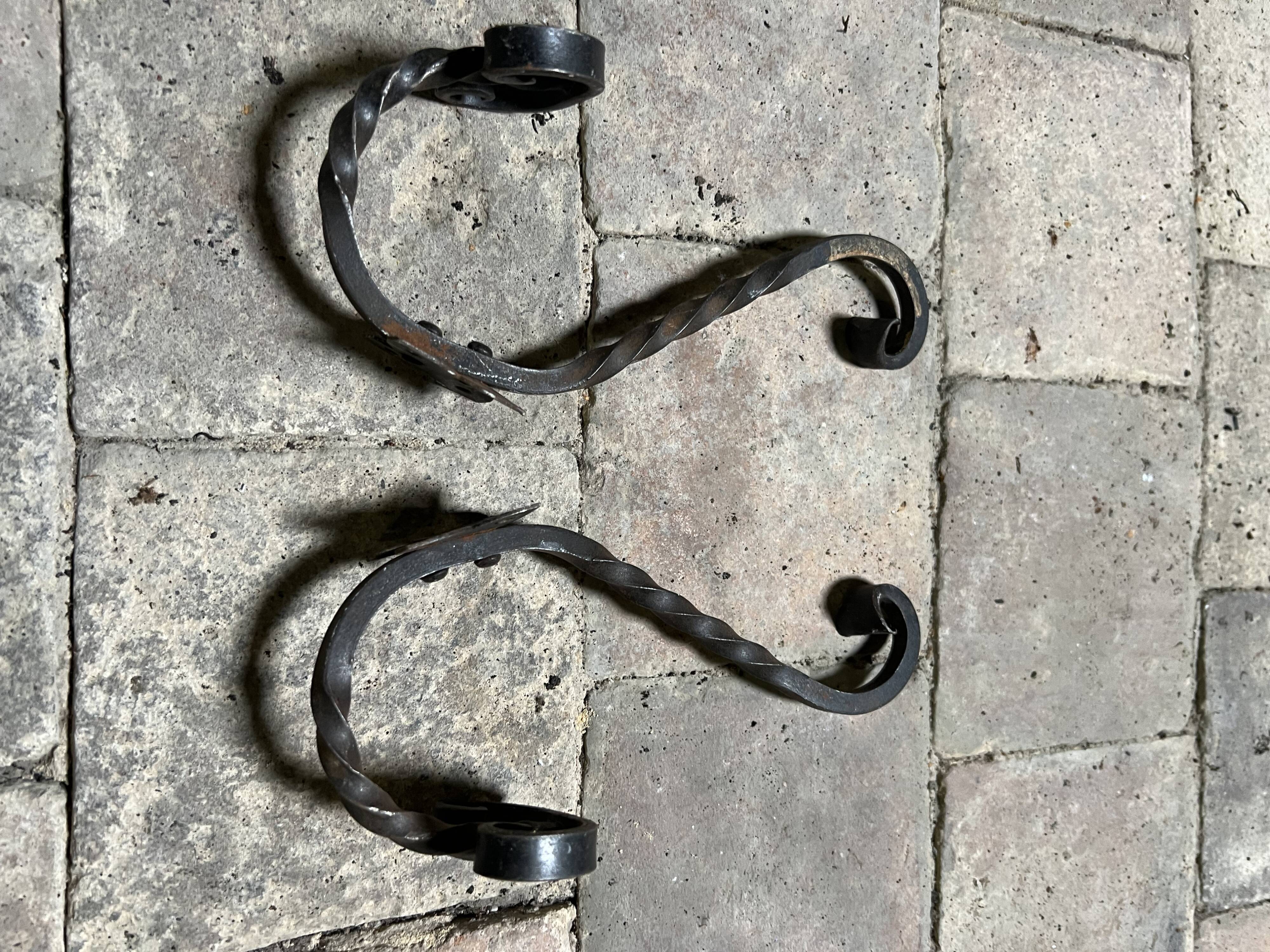 Pair of Medieval Style Wrought Iron Wall Brackets