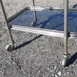 Rolling service silver metal and bluish glass
