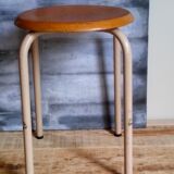 Tabouret d'atelier pieds en tubes métal industriels