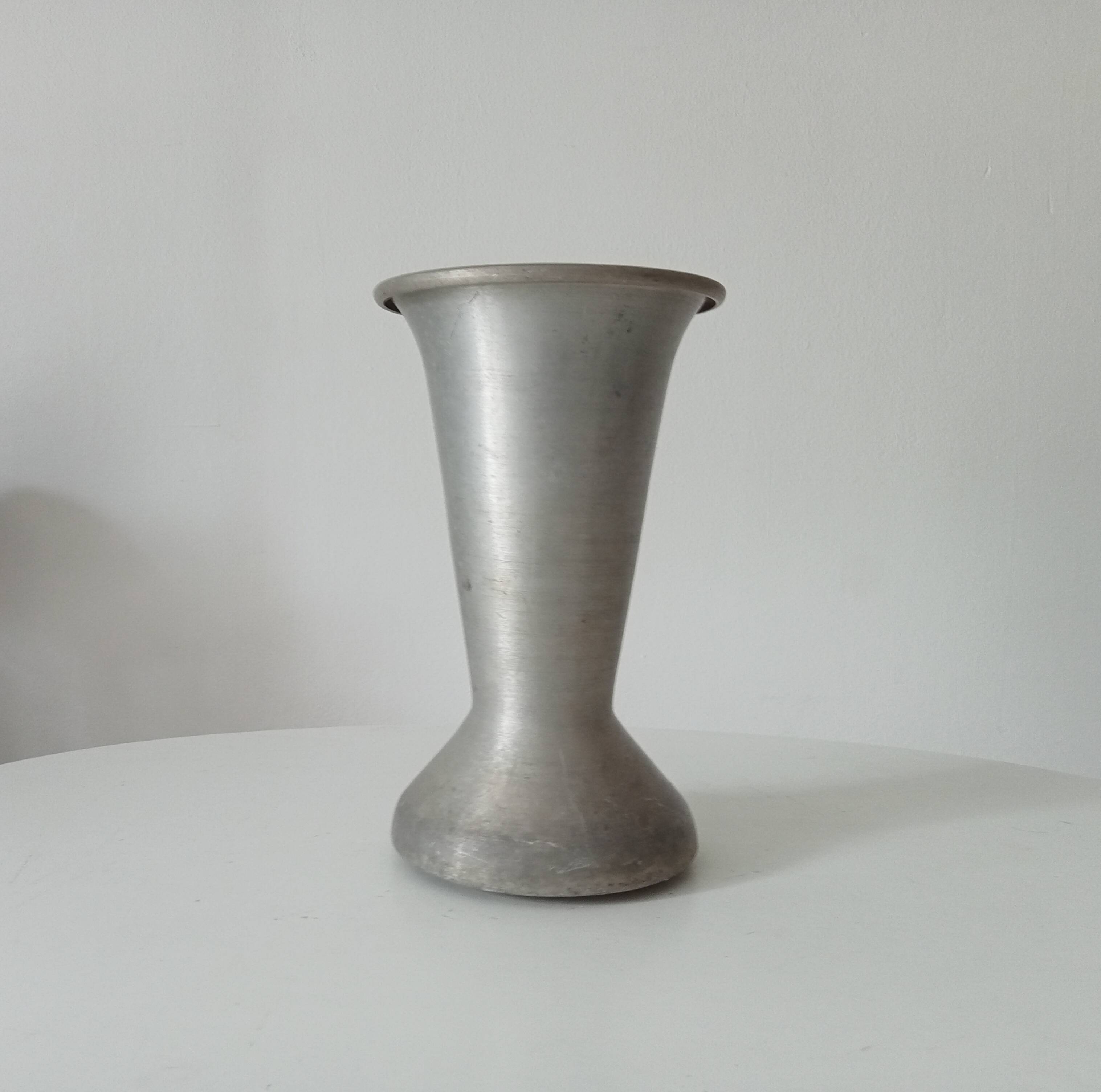 Antique aluminum cemetery vase