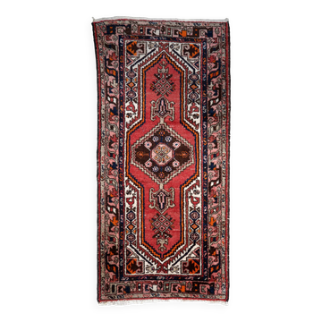 Handmade vintage Persian Hamadan rug 93cm x 196cm 1970s