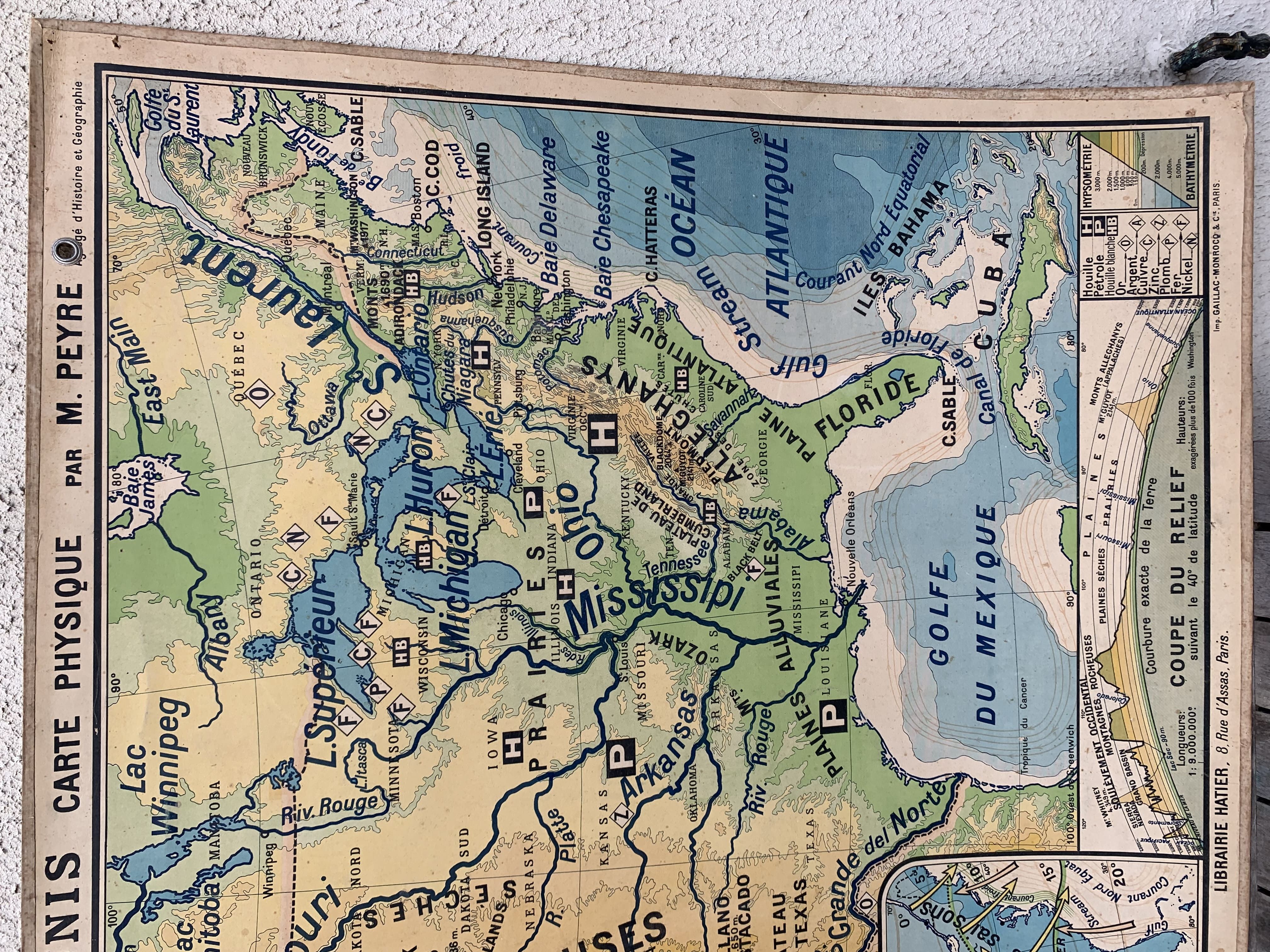 Vintage school map united states n°33 editions hatier by m.peyre