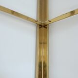 Vintage 1970s gold metal and plexiglass corner shelf