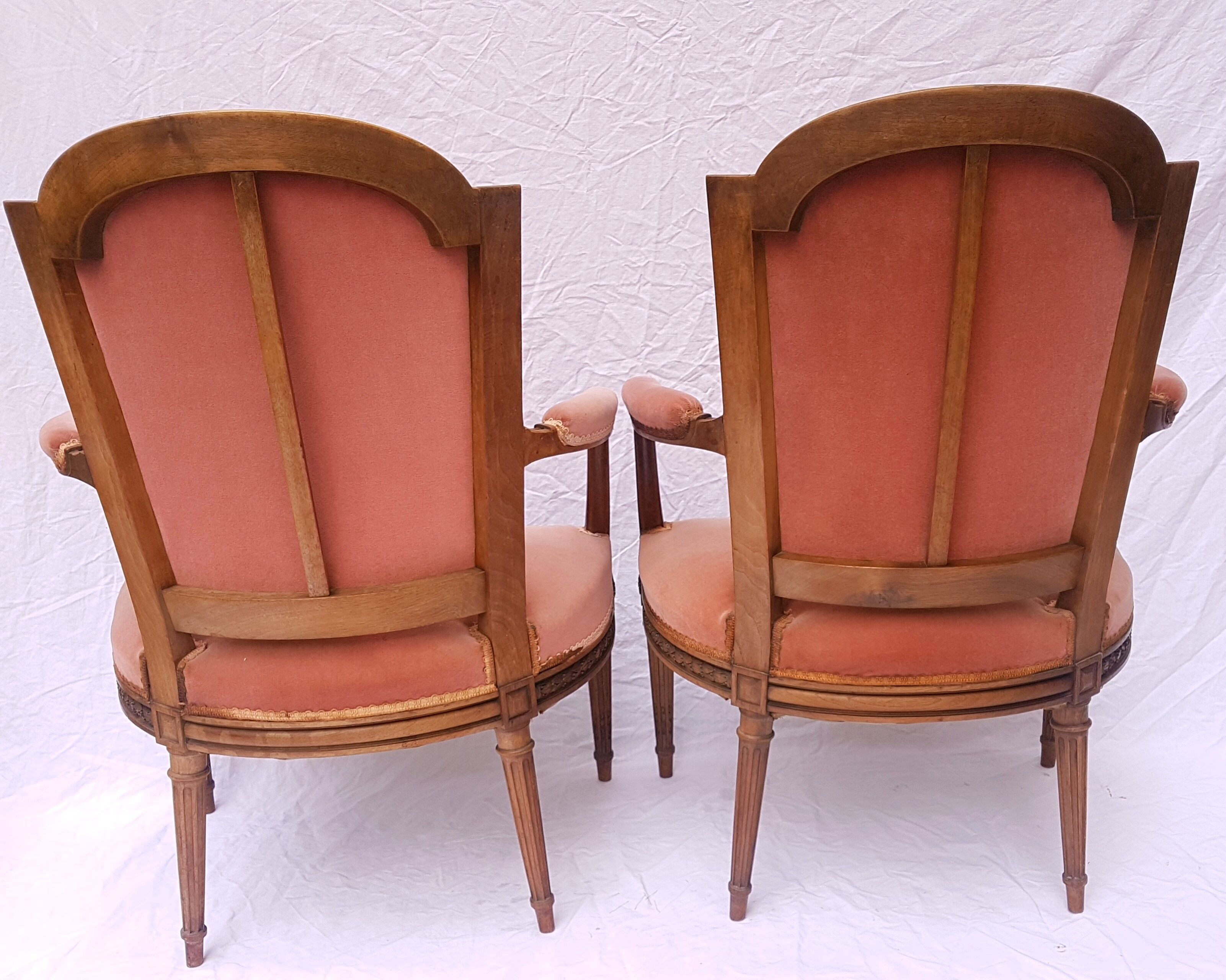 Pair of Louis XVI-style convertible armchairs