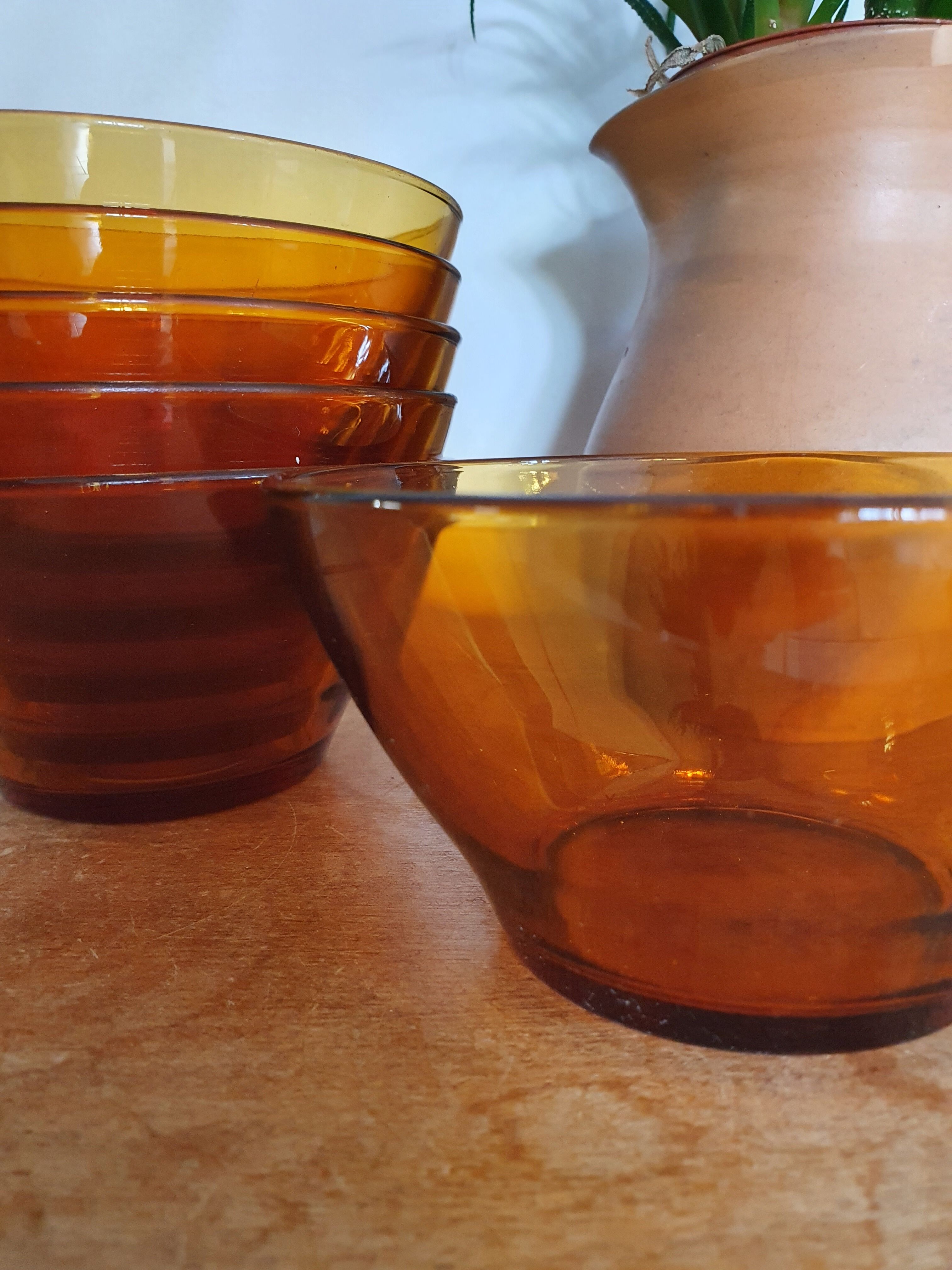 Lot de 6 bols en verre ambré