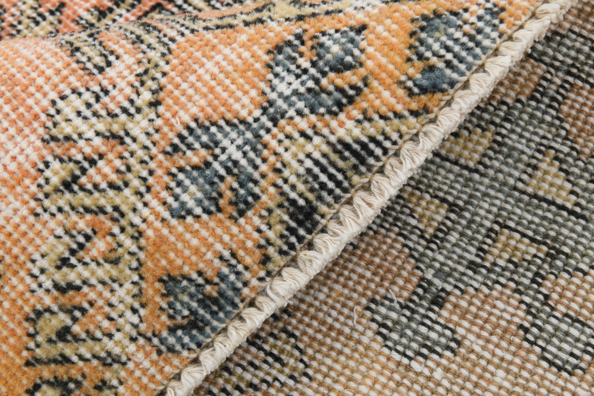 7x10 Pumpink Orange & Black Persian Rug, 208x316Cm