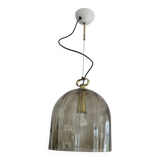 PEILL & PUTZLER pendant light in smoked glass and brass from the 70s