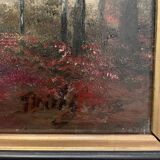 Tableau paysage de sous bois XXe