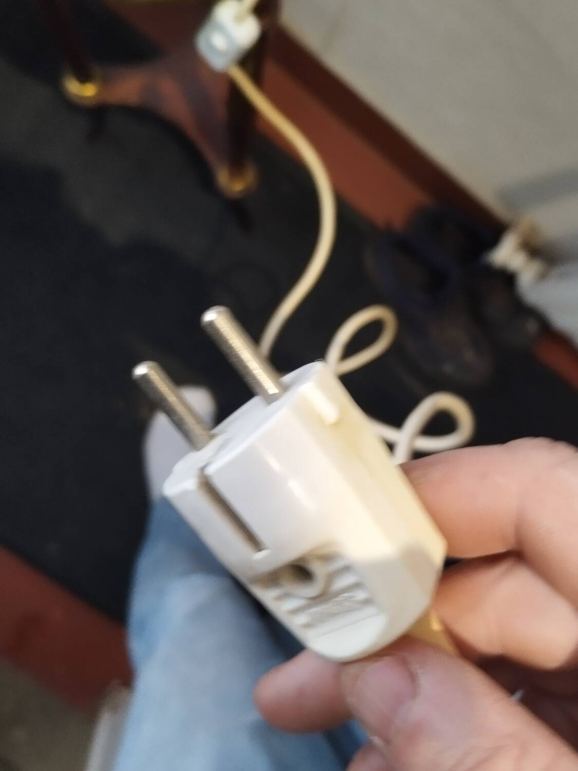 Lampe ancienne vintage métal chromé et bronze doré