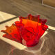 Vintage 70's translucent red handkerchief vase