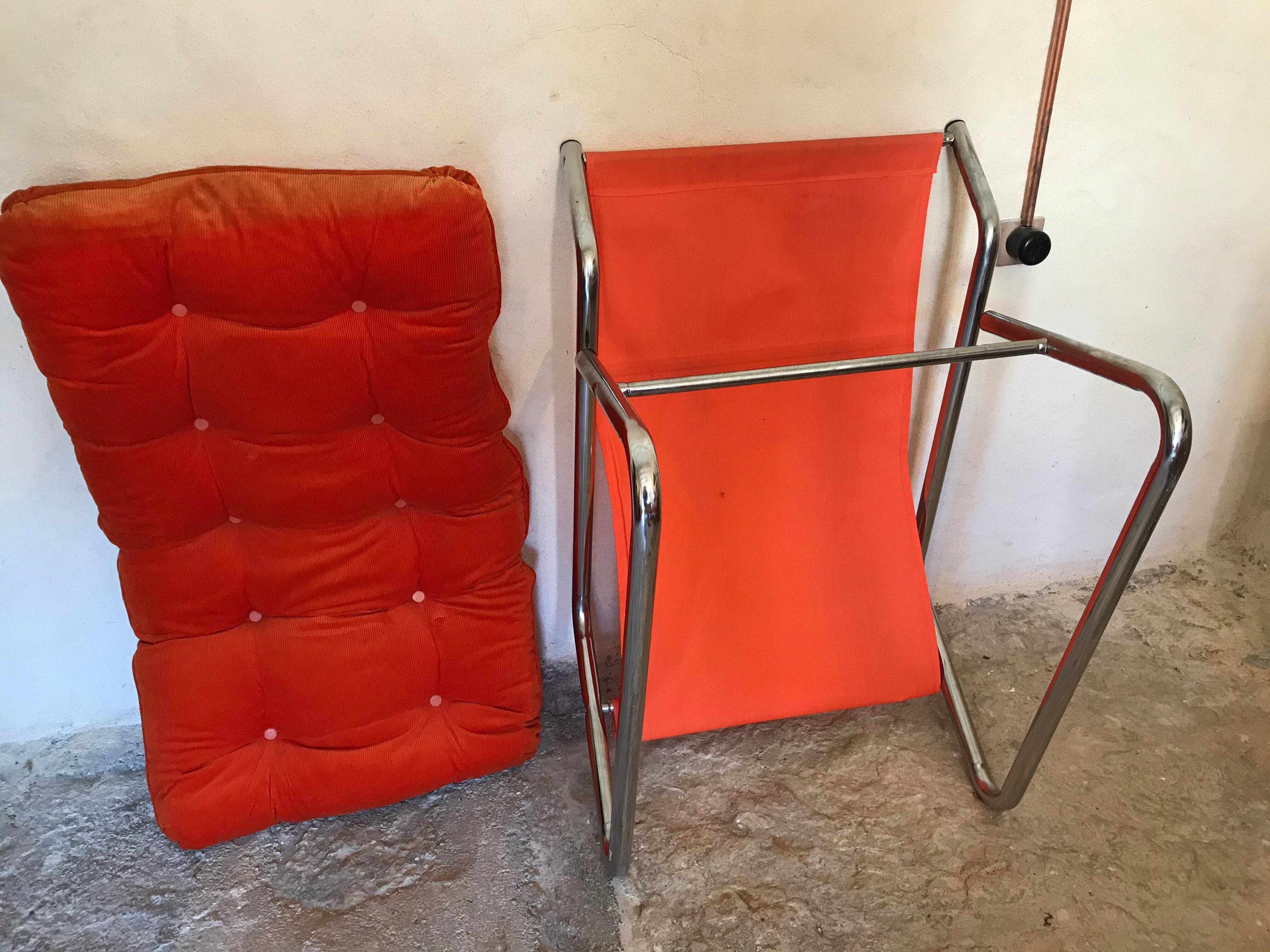 Vintage pop heater armchair 1970's chrome tubing