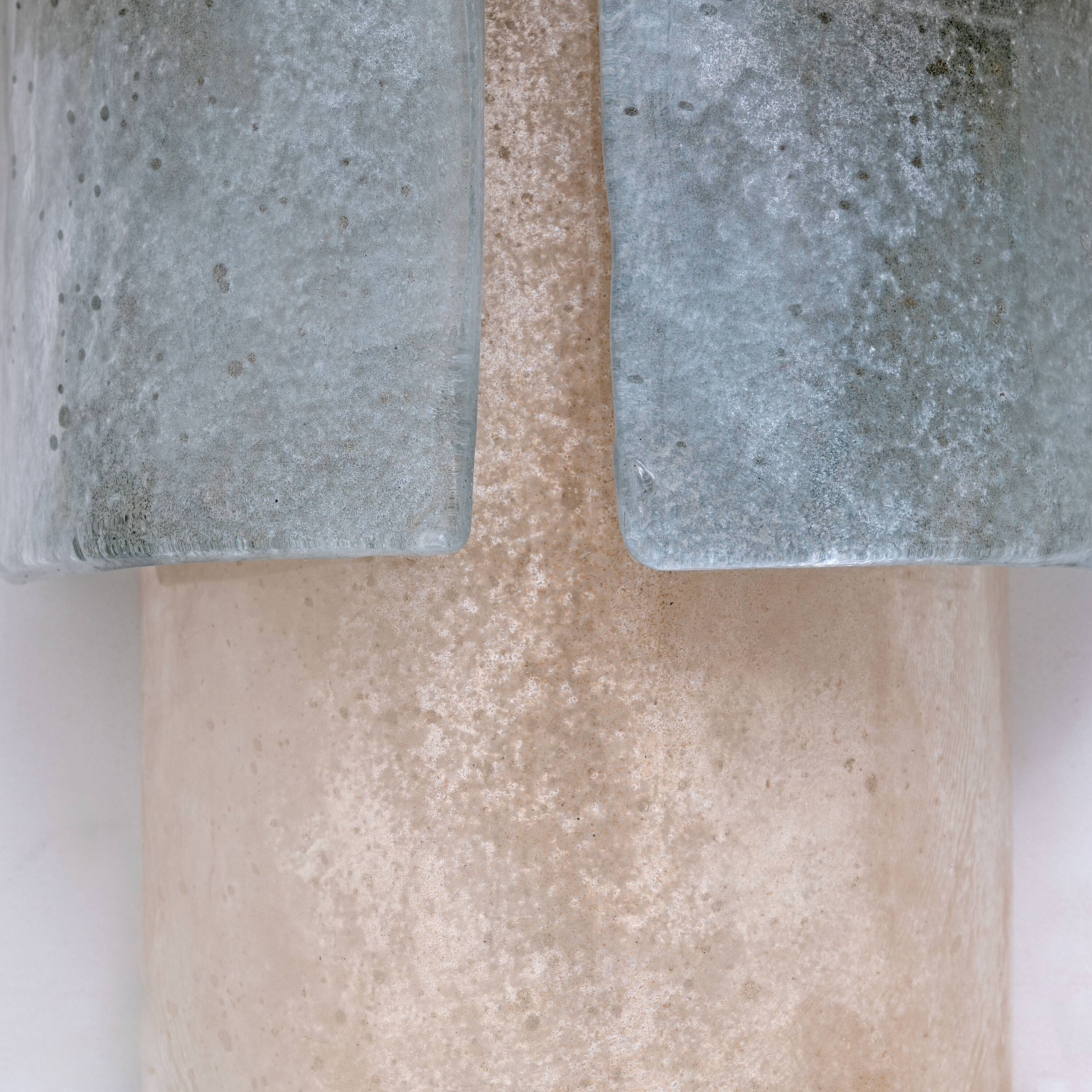 Pair of Murano Scavo Glass Wall Lamps with Brass Details