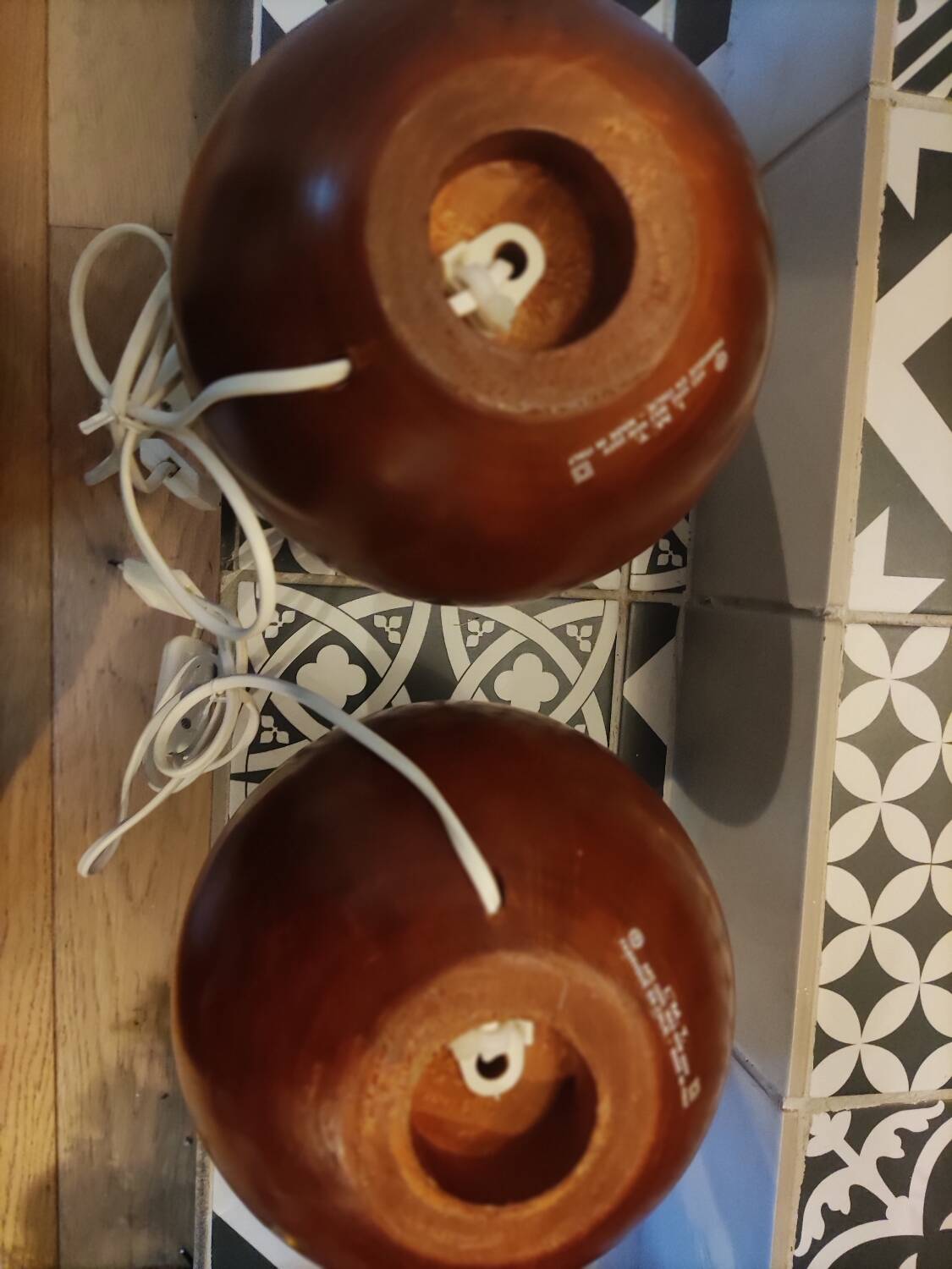 Wooden ball lamp base made in Italy