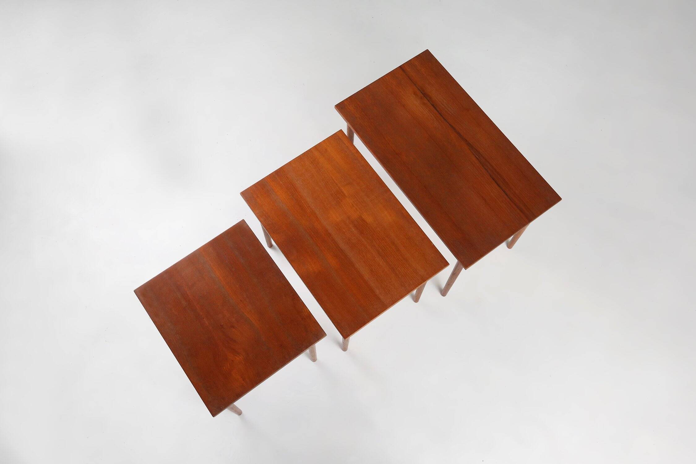 Set of 3 Scandinavian Teak Nesting Tables, Denmark 1960s
