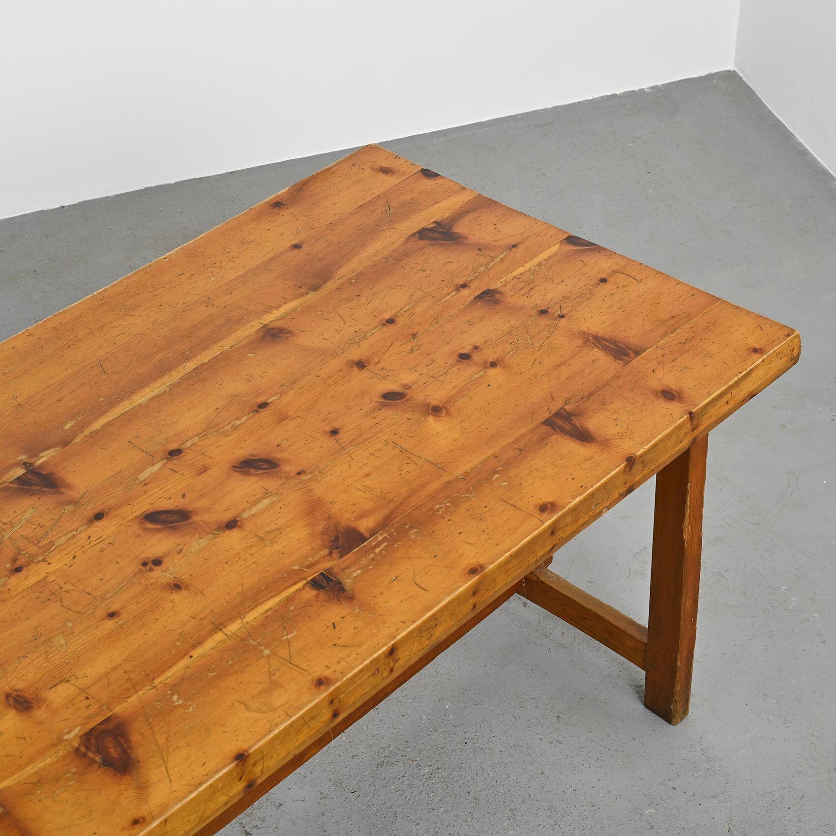 Solid pine table by Christian Durupt, 1970s
