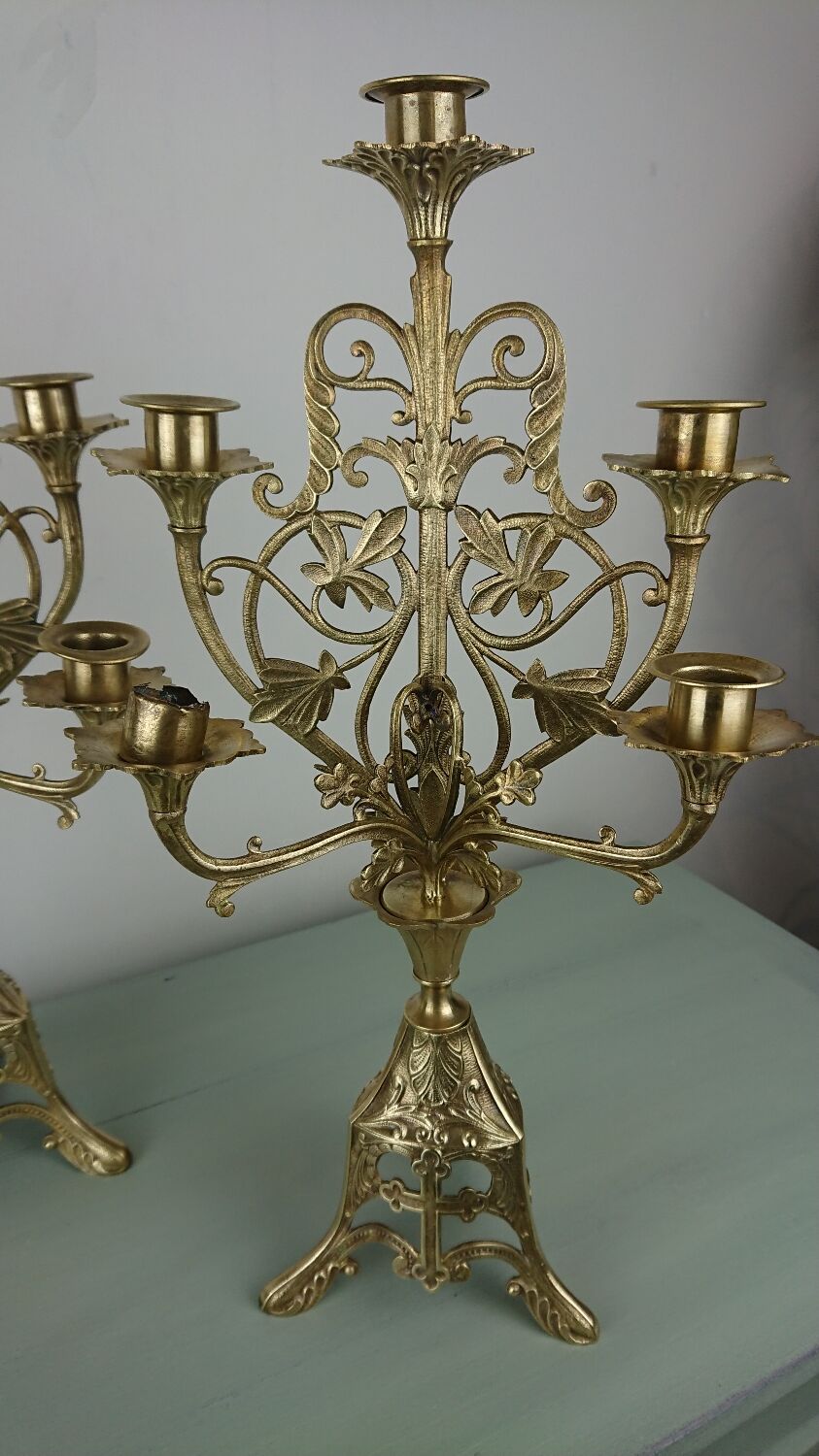 Brass altar candlesticks