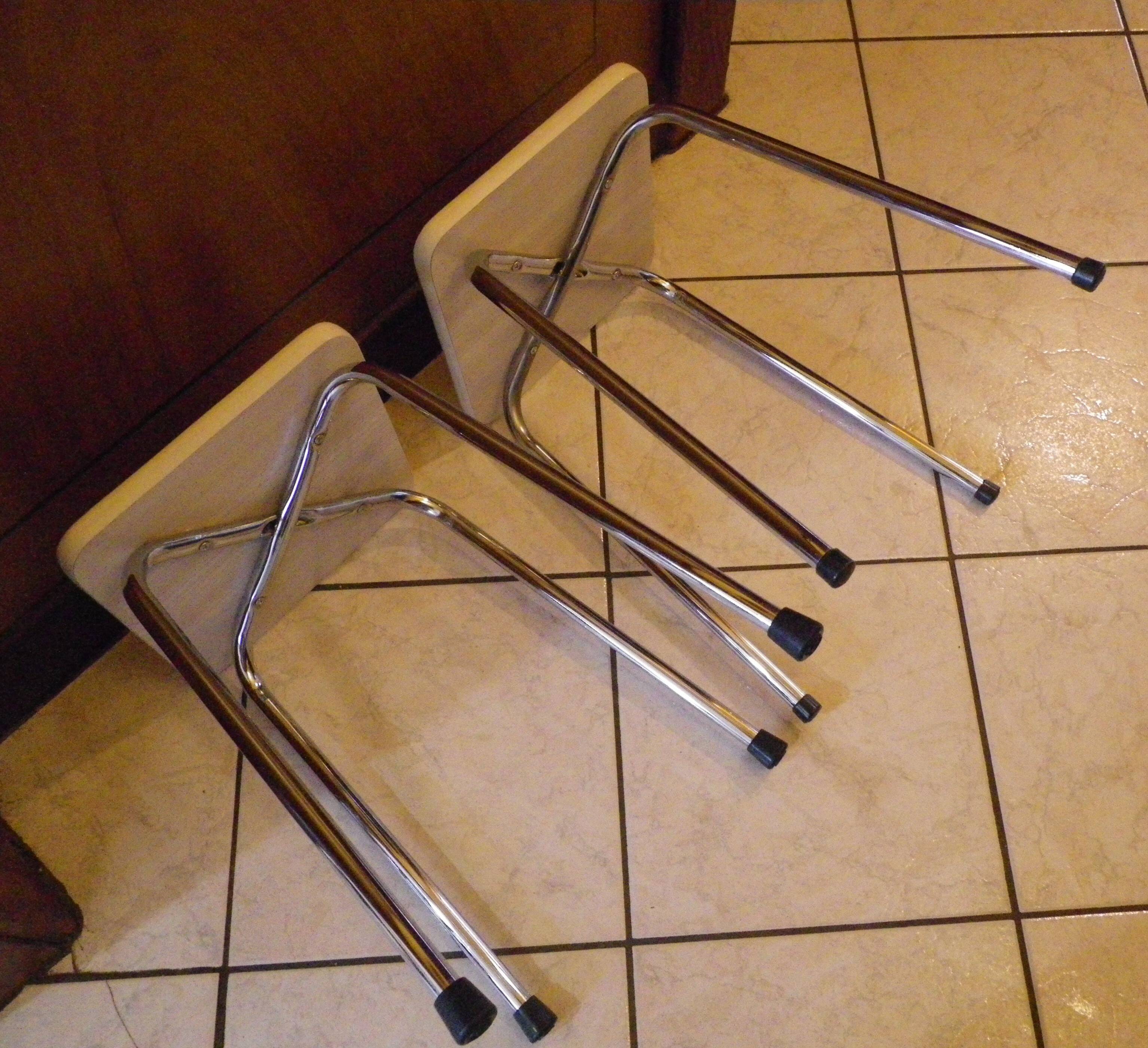 2 Scandinavian Style Stools in Formica and Chrome Steel, 1950s-60s