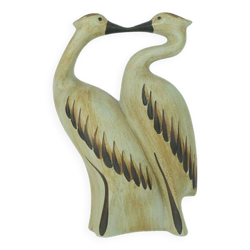 Figurine en céramique Sgrafo de milieu de siècle, paire de grues, modèle des années 1970 n° 1152.