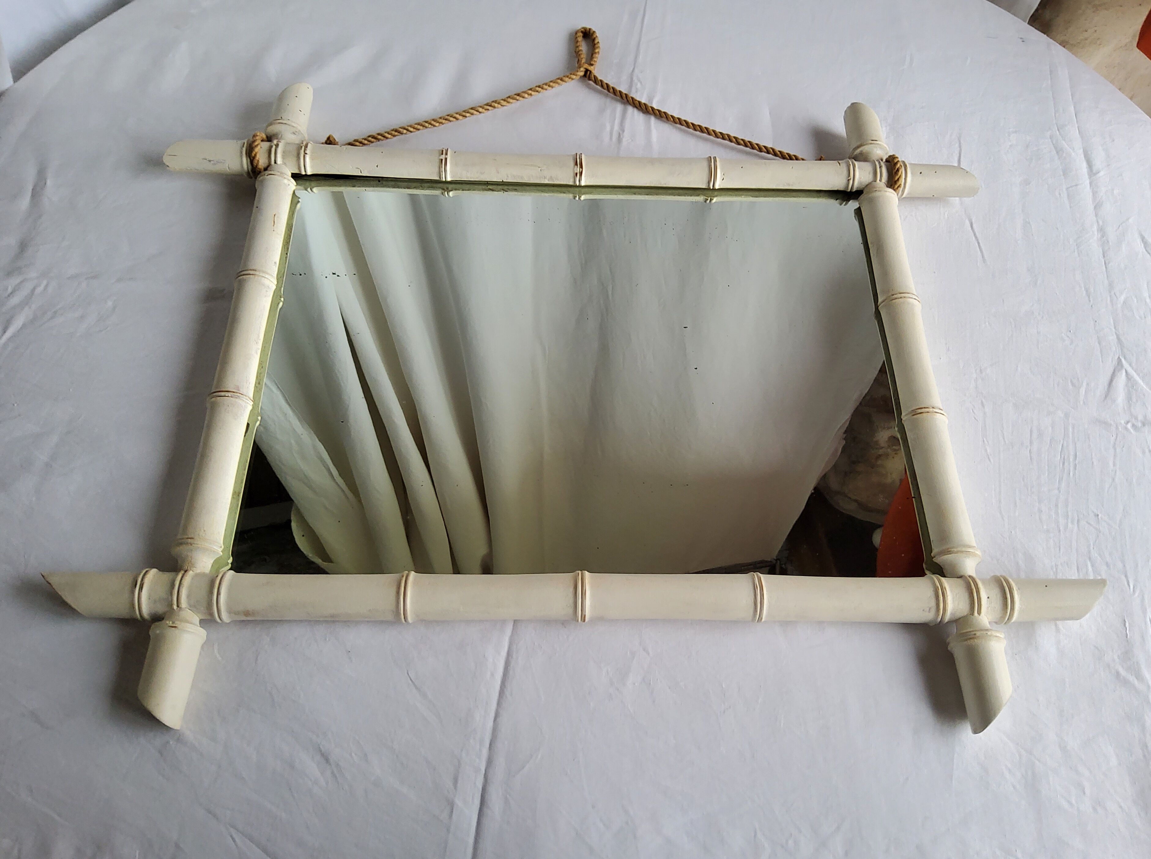 Patinated bamboo mirror