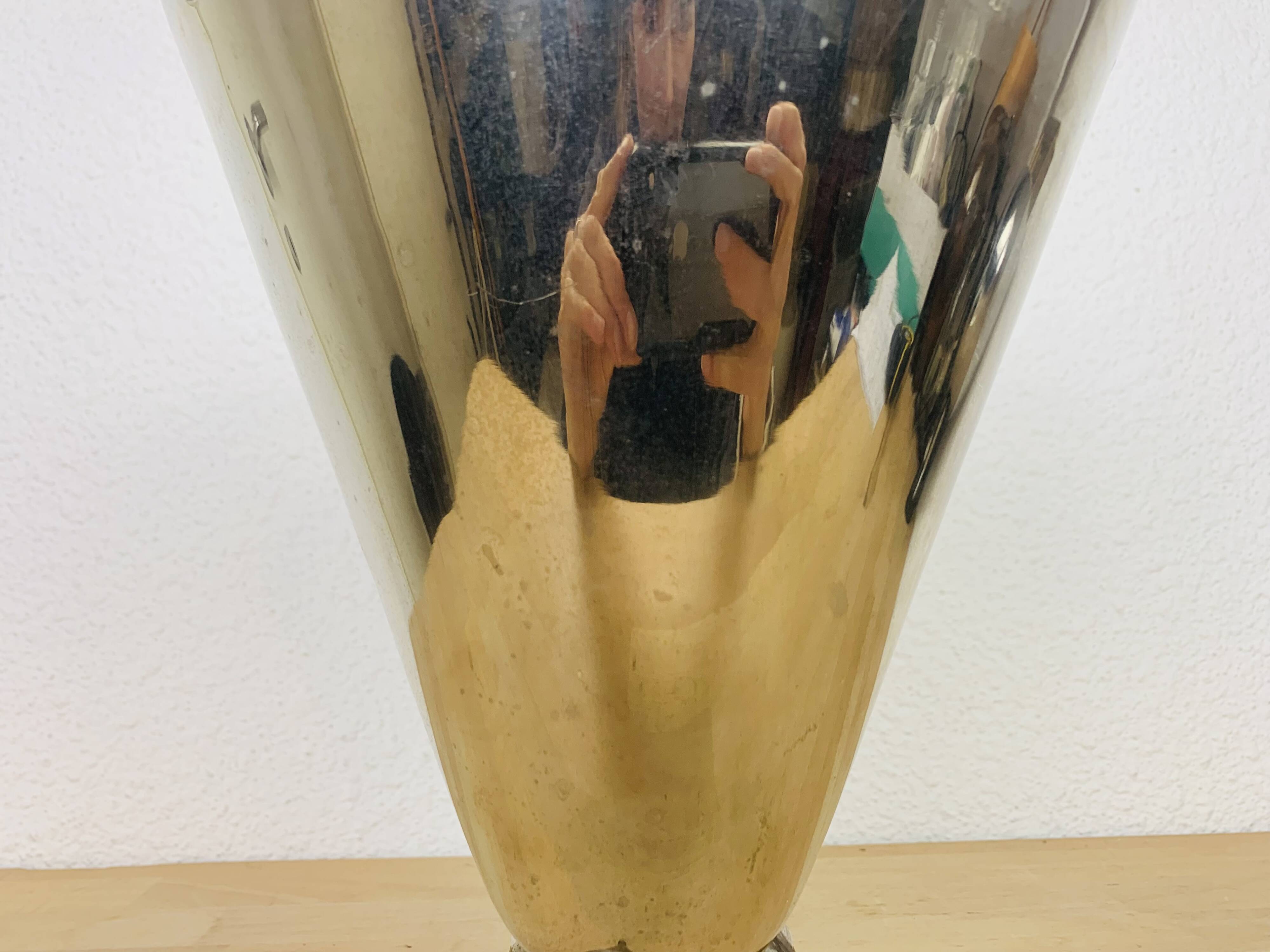 80s design ice bucket in chrome and brass