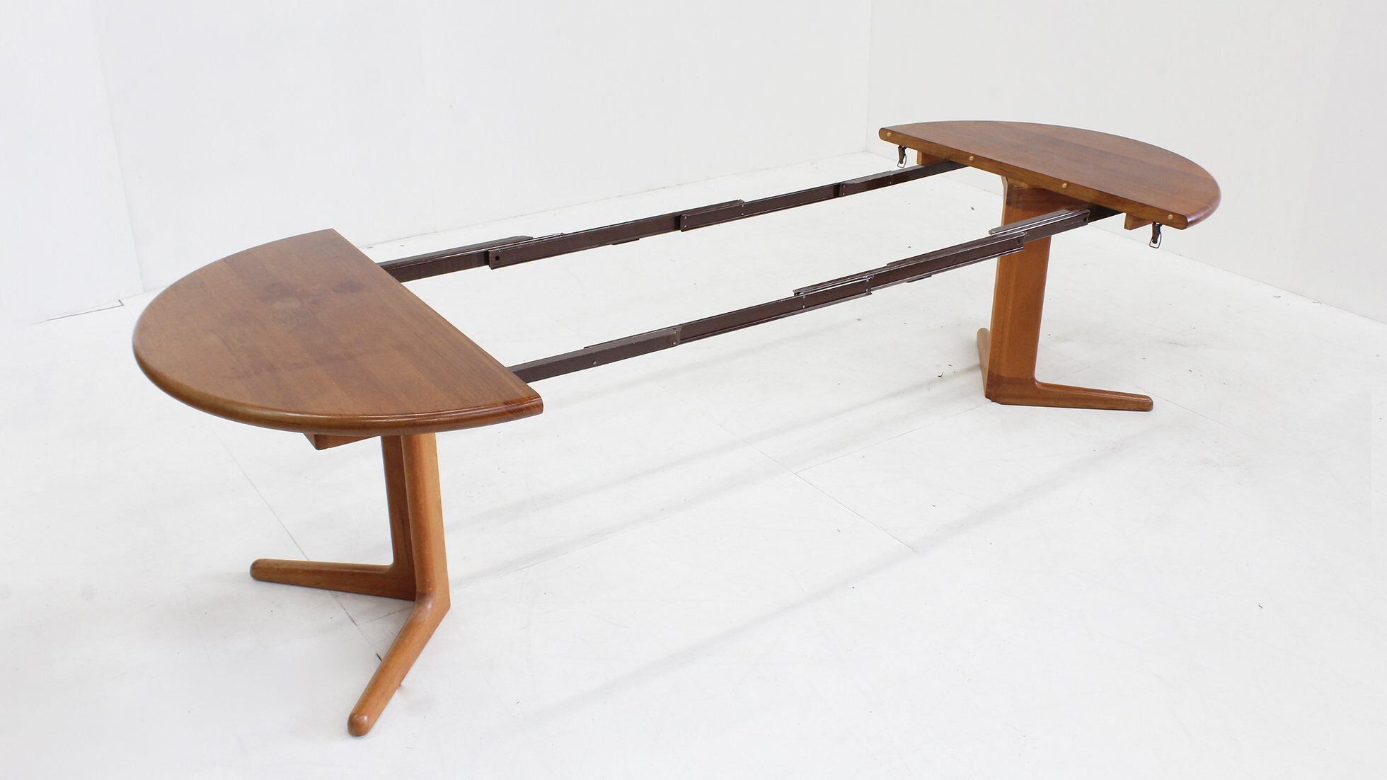 Vintage Danish oval extendable dining table solid teak 1960s XL