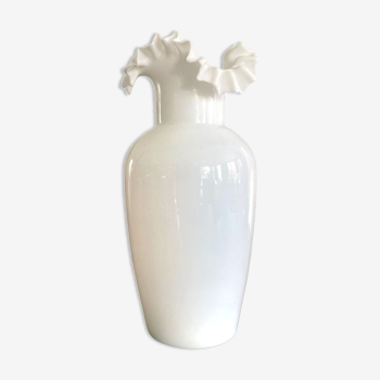 Opaline vase scalloped neck