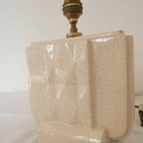 Cream cracked ceramic lamp base in Scandinavian style.