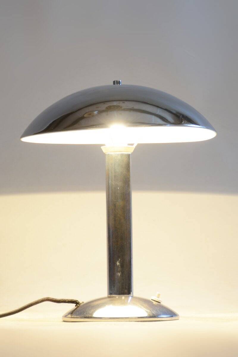 Art Deco Table Lamps in Chrome-Plated Steel, Czech, 1930s, Set of 2