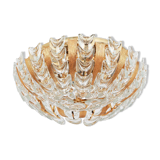 Delicate chandelier in gilded brass and crystal glass in the shape of flowers by Palwa, Germany, 1970s.