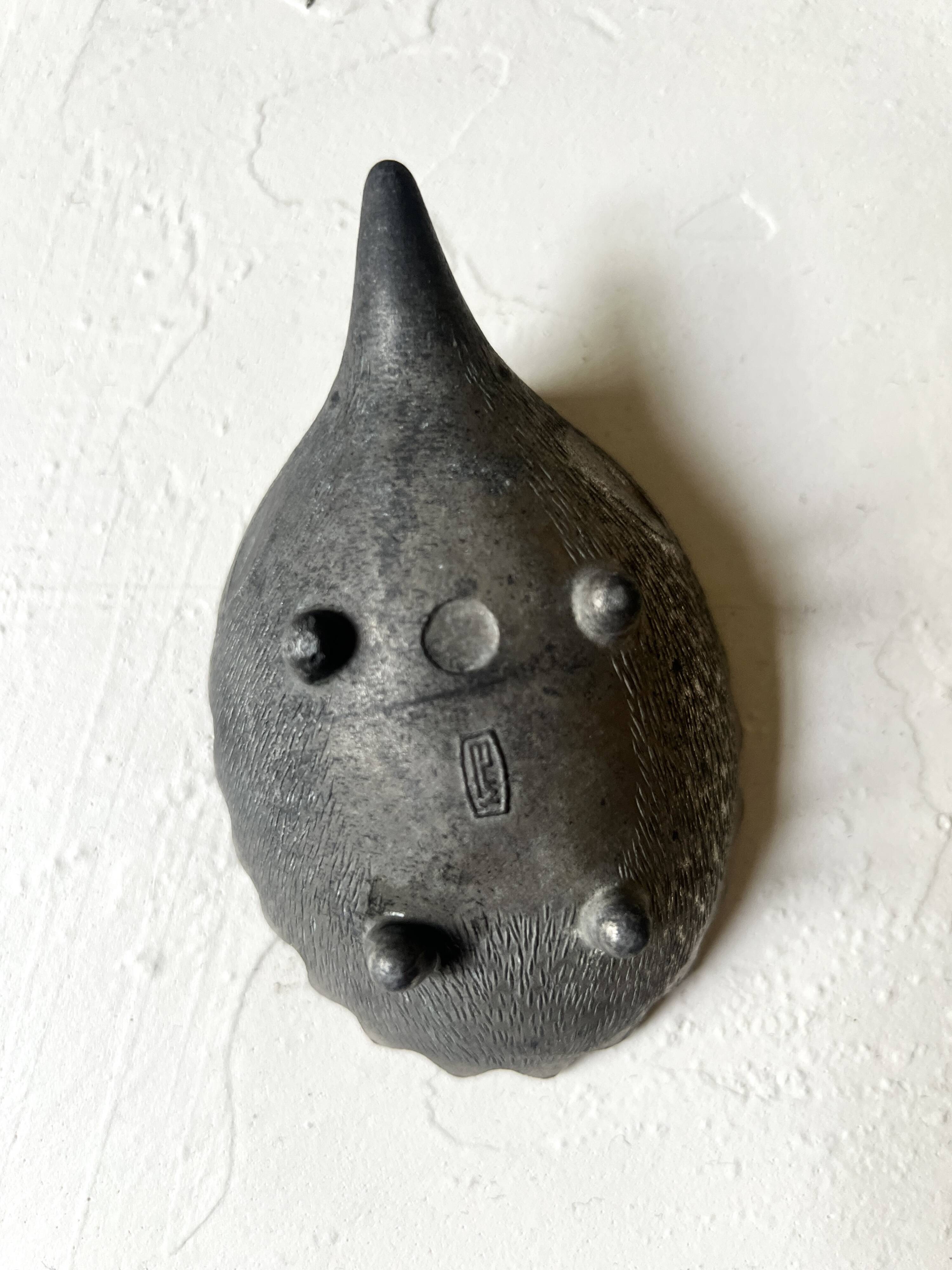 Scandinavian figurine - metal hedgehog ashtray, Walter Bosse 1950