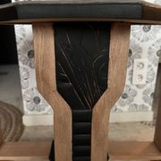 Esmée Art Deco side table, wood, black and grey