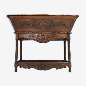 French Louis XV sideboard in carved walnut petrin dough box from provence